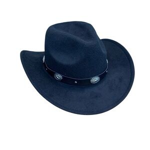 Black Cowboy Hat with Silver Accents